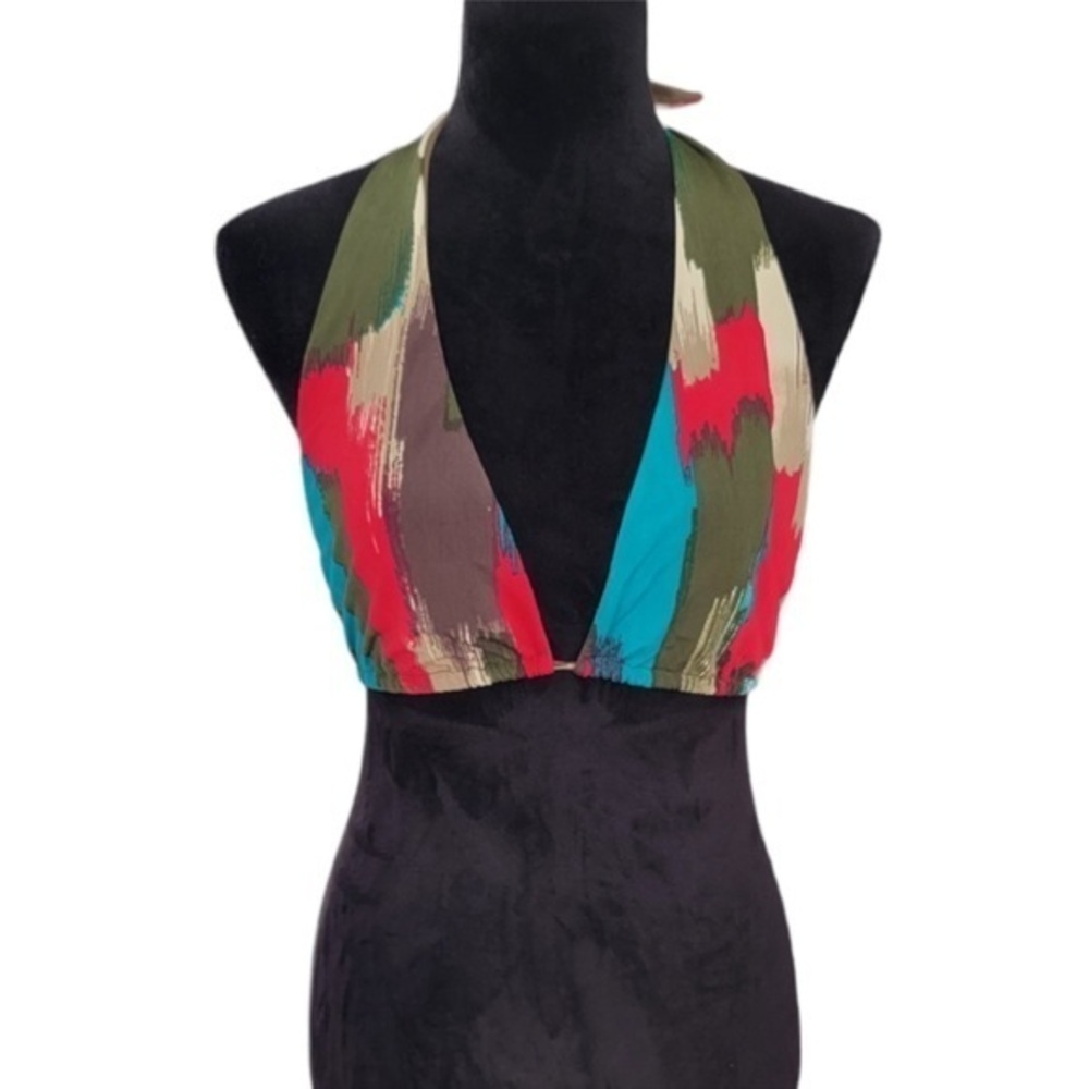 L*Space Abstract multi colored triangle bikini top size L